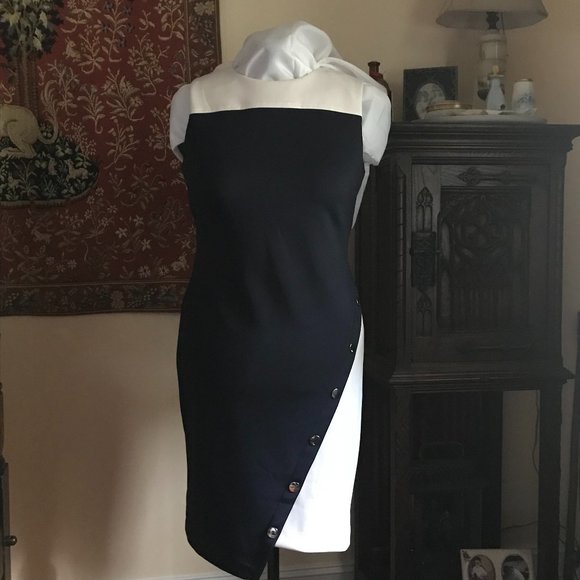 TOMMY HILFINGER: BLUE AND WHITE DRESS SIZE 10 - Picture 2 of 2